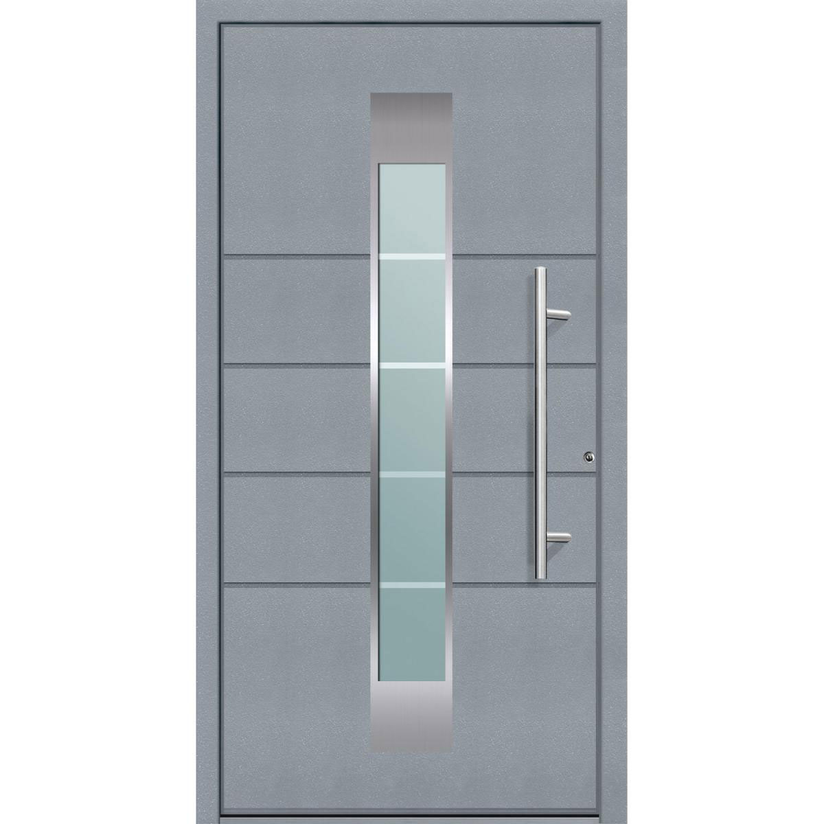 Aluminium Sicherheits-Haustür „Turin Superior“, 60mm, grau, 100x210 cm, Anschlag rechts, inkl. Griffset