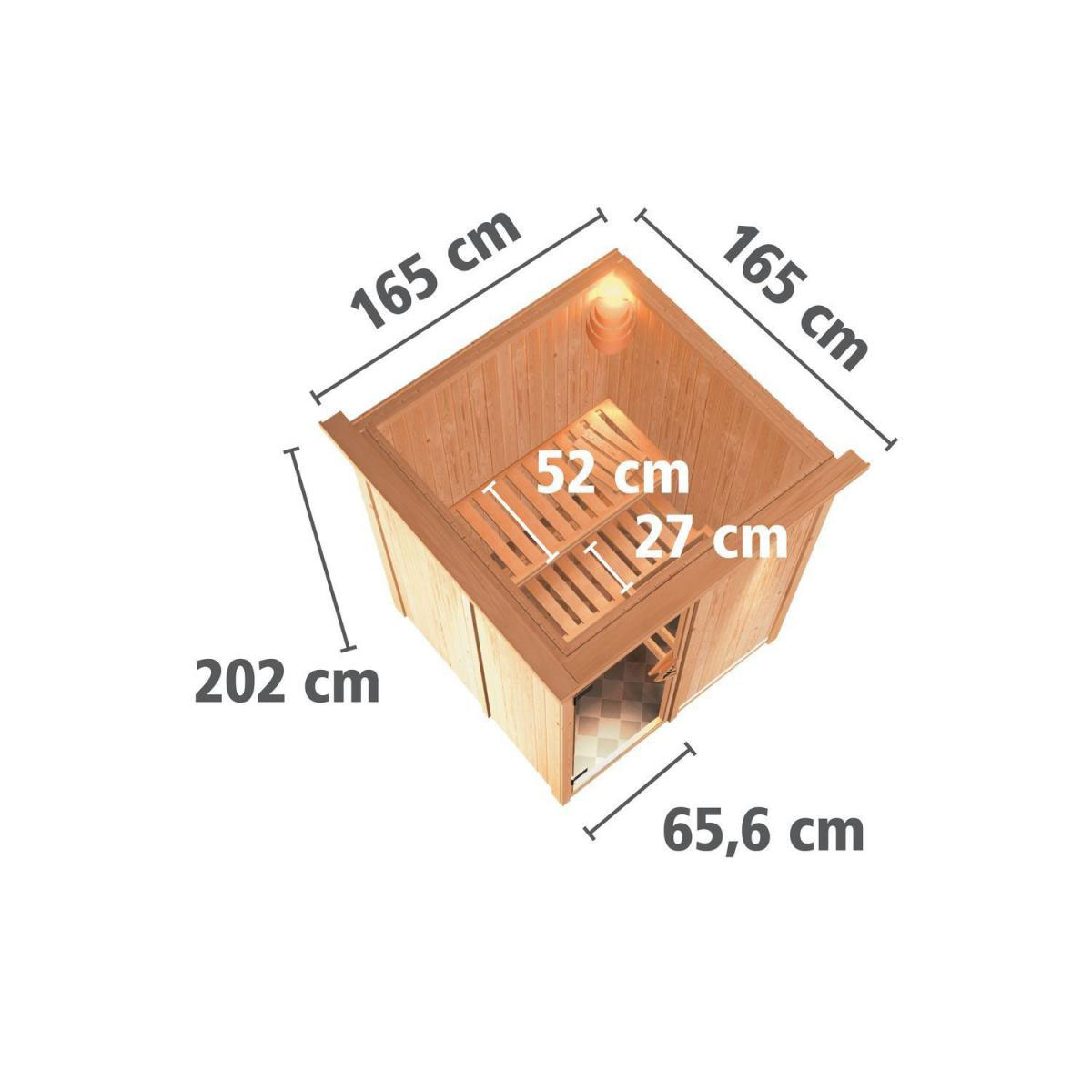 Karibu Sauna Minja Fronteinstieg 3,6 kW Ofen integr Strg mit Kranz Klarglas-Tür Bild 12