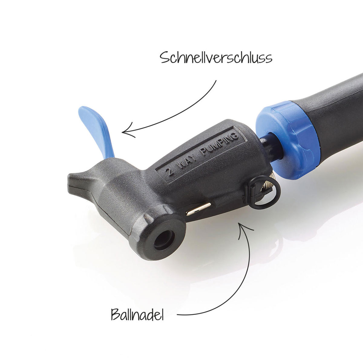 Fischer Bikes Mini-Pumpe mit Doppelhub reversibel silber Bild 3