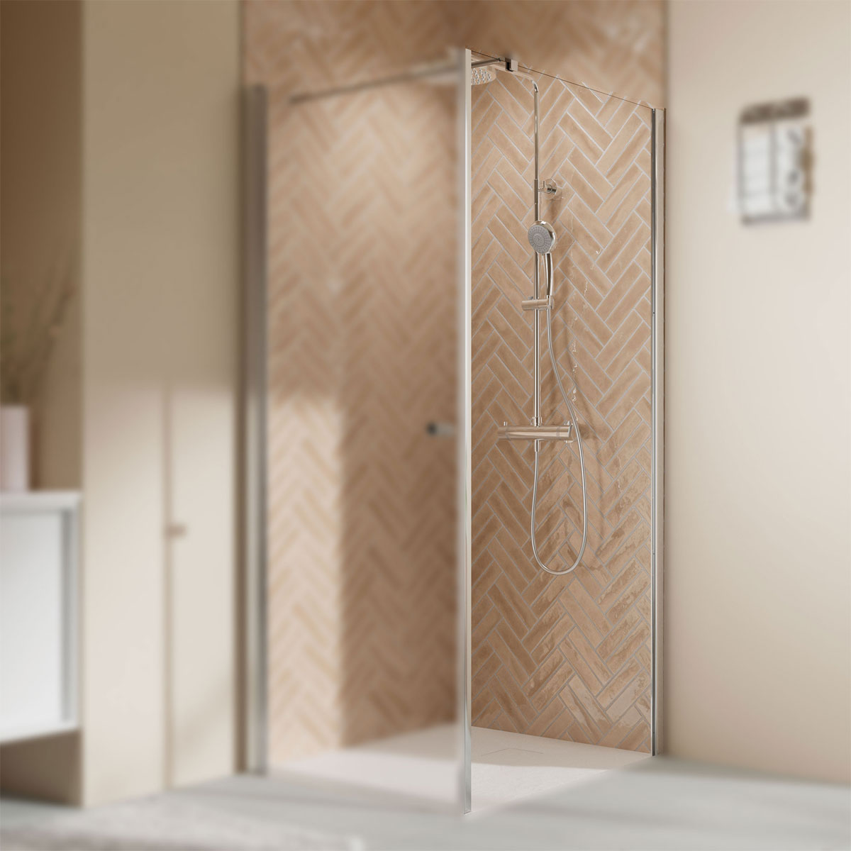 Breuer  QUICK72 Elana 2.0 Drehtür Anschlag links für Seitenwand Alu chromeffekt Klarglas 900 mm Bild 1