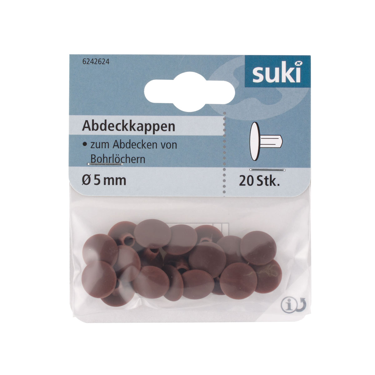 Suki Abdeckkappe Kunststoff Durchmesser 5 mm braun 20 Stück Bild 1