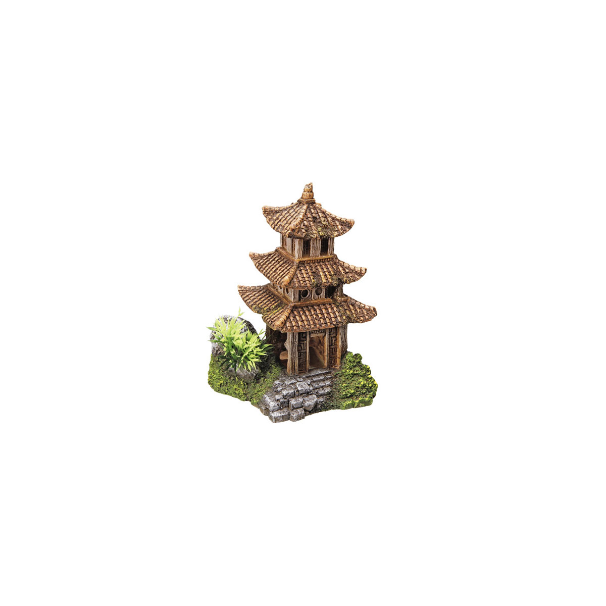Aqua Ornaments Asiatischer Tempel mit Pflanzen 10 x 9 x 14,5 cm
