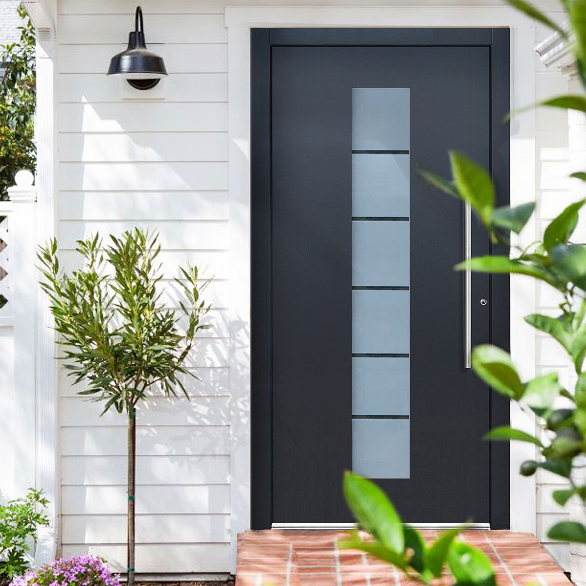 Aluminium-Sicherheitshaustür 108 Lucca anthrazit Anschlag rechts 110 x 210 cm Bild 4