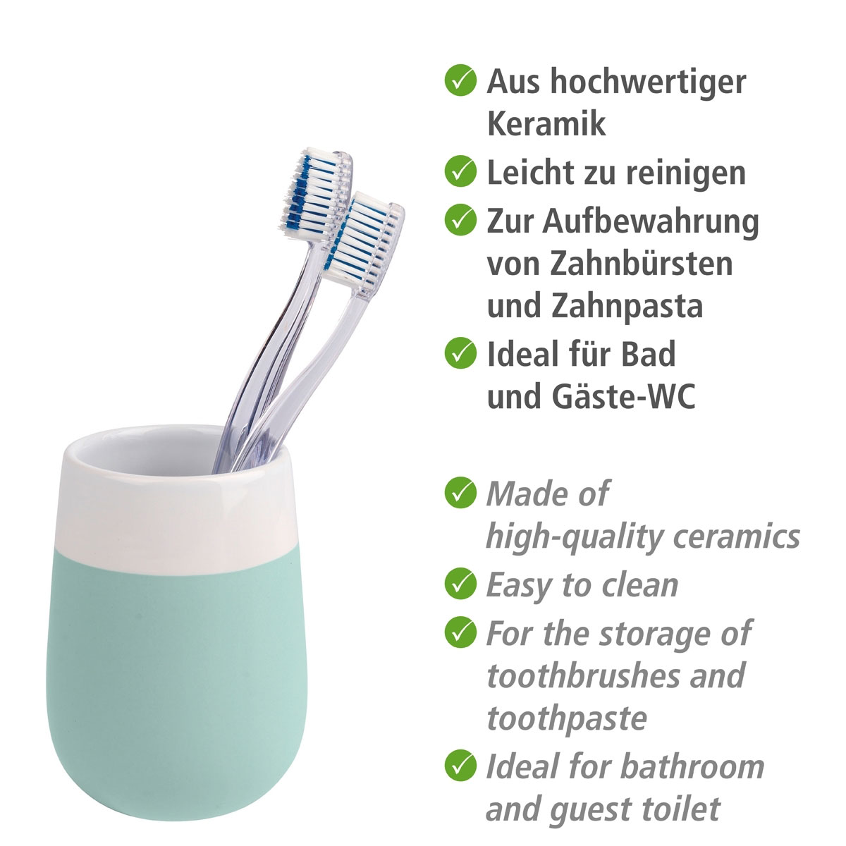 Wenko Zahnputzbecher Malta mint/weiß Bild 2