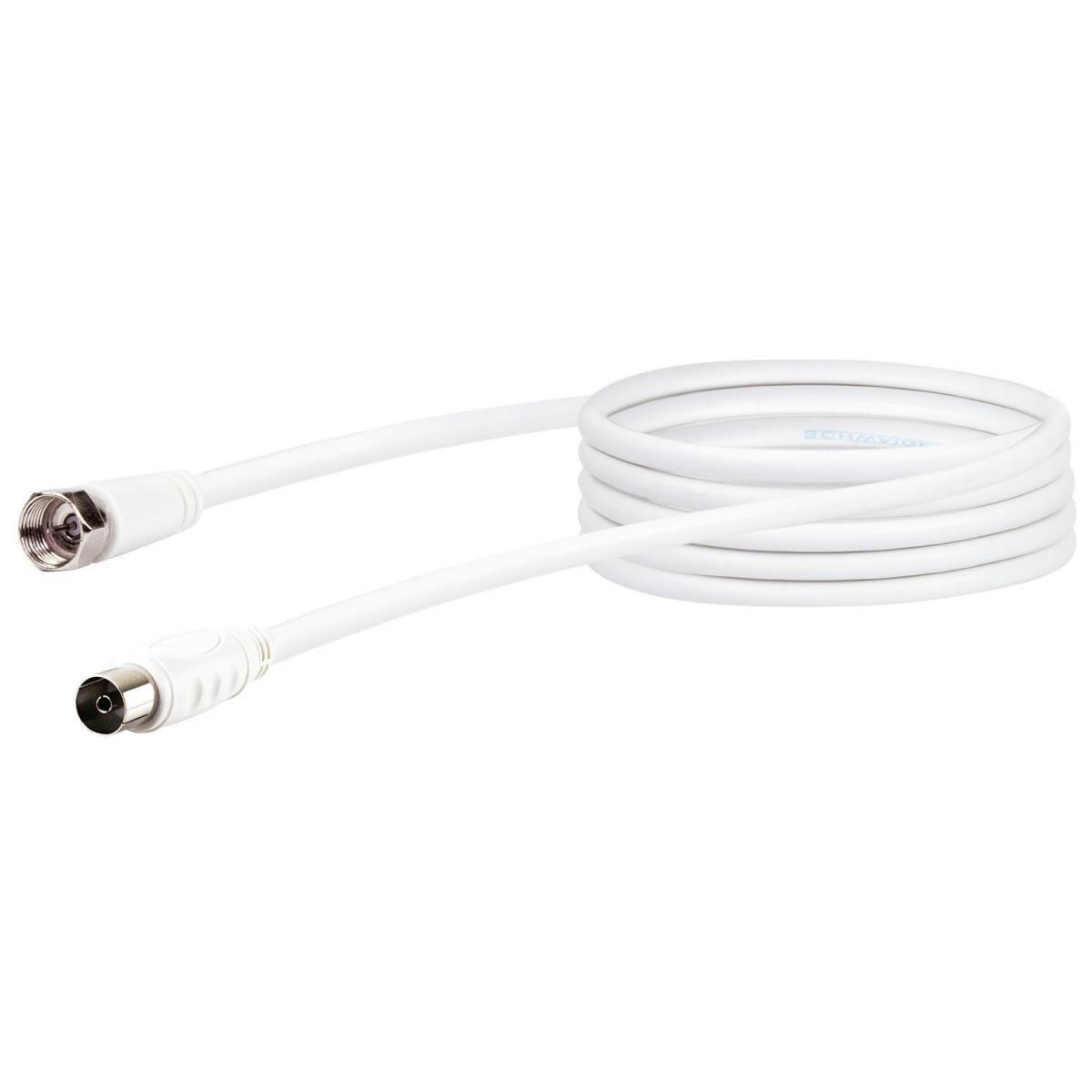 Schwaiger SAT-Antennenkabel 75 dB 3 m weiß mit F-Stecker und IEC Buchse