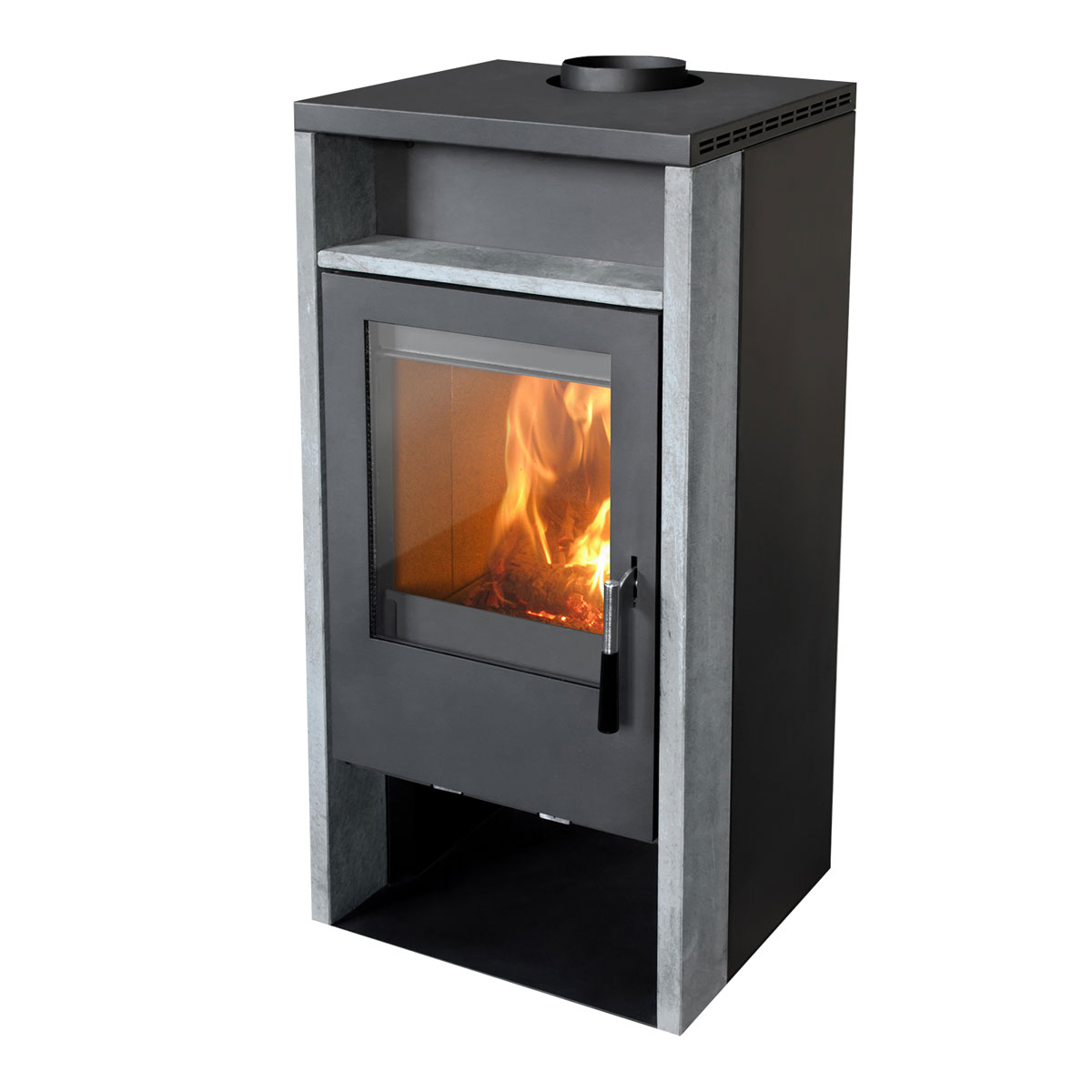 FIREFIX Kaminofen „Kronos“ Naturstein 6 kW mit Holzfach