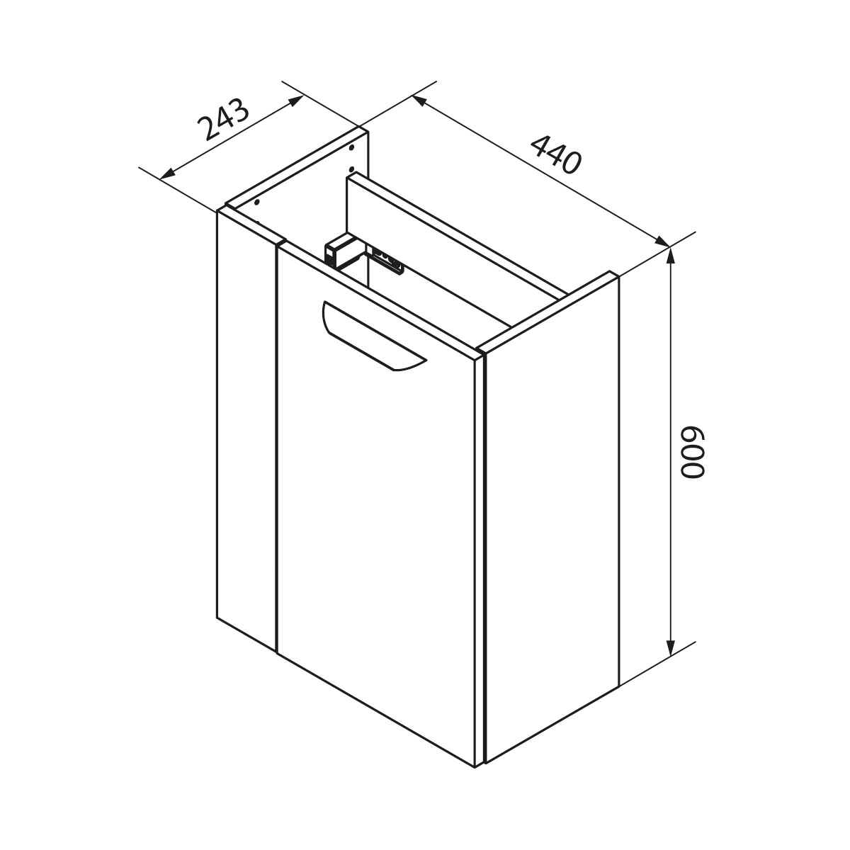 Fackelmann  Gäste-WC Waschtischunterschrank rechts SBC 440 x 600 x 243 mm Steinesche/Weiß Bild 7