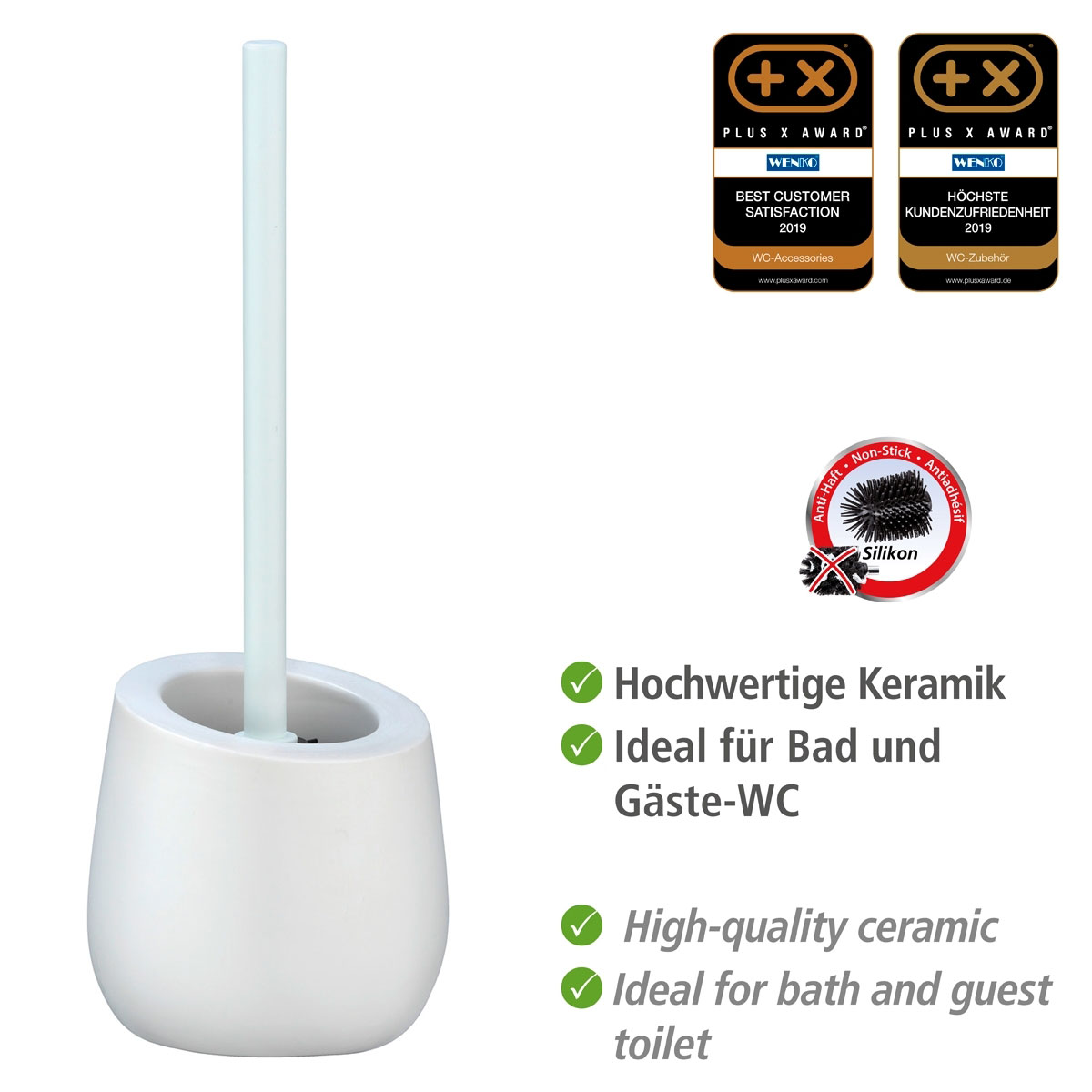 Wenko WC-Garnitur Badi Weiß Keramik WC-Bürstenhalter | 514476