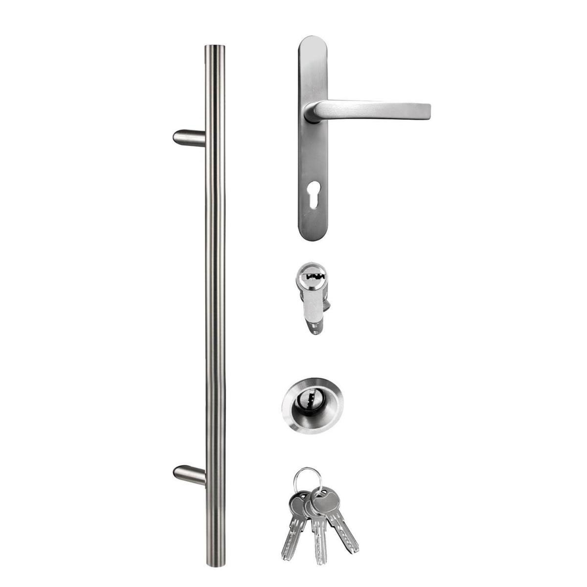 Aluminium Sicherheits-Haustür Tarent Superior 60 mm grau 100 x 210 cm Anschlag links inkl Griffset Bild 6