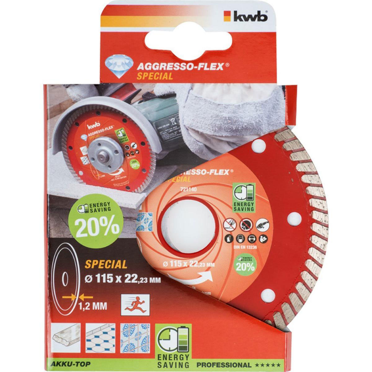 kwb  Dünntrennscheibe Aggreso-Flex Diamant Durchmesser 115 mm Bild 2
