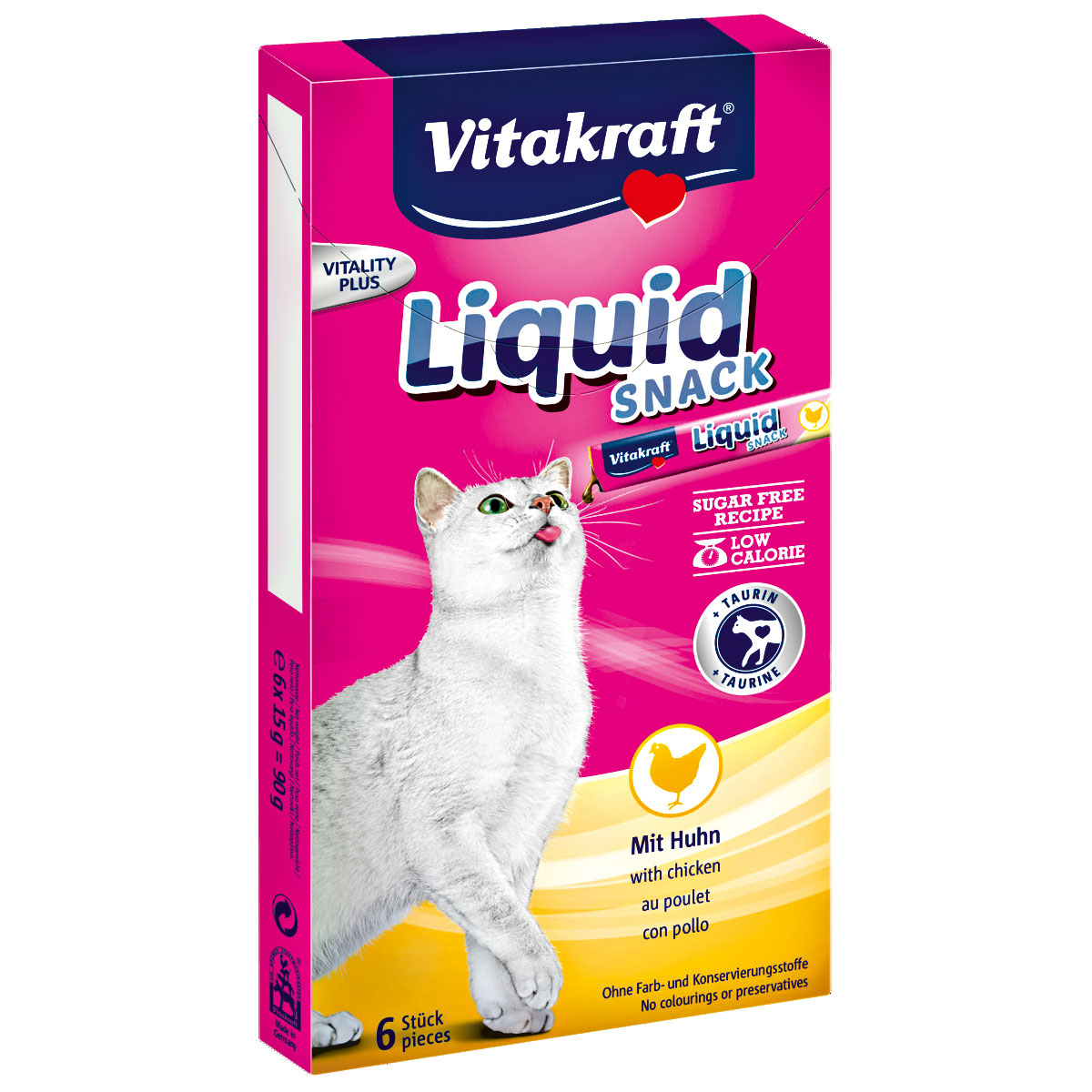Vitakraft Katzensnack Liquid SNACK Huhn und Taurin 6 x 15 g