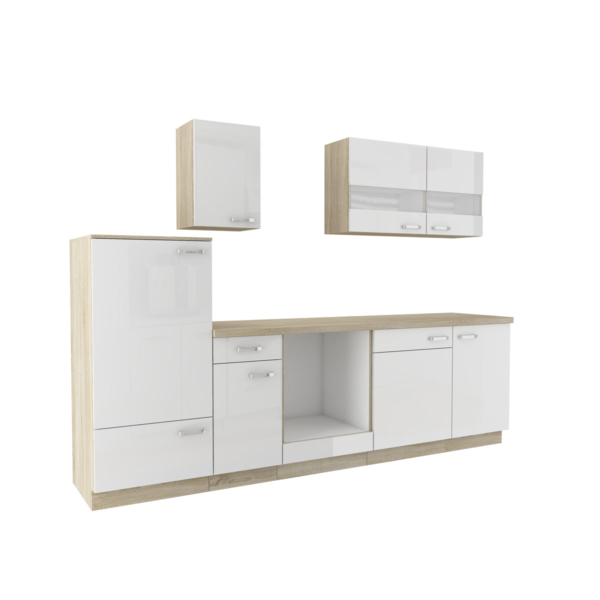 Küchenzeile Bettina hochglanz weiß 270 cm