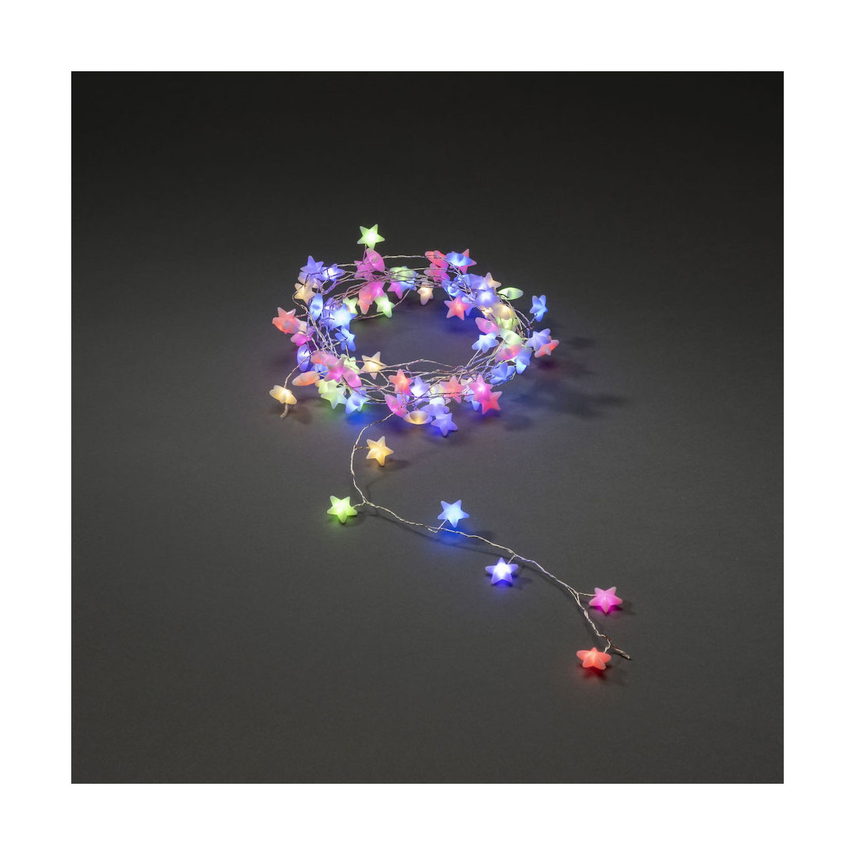 Konstsmide LED Sternenlichterkette 90 bunte Dioden silbener Draht IP20 |  406214