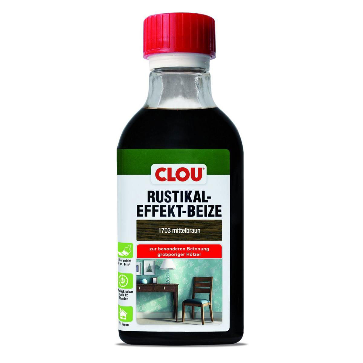 Clou B4 Rustikaleffekt-Beize „Mittelbraun“, 250 ml