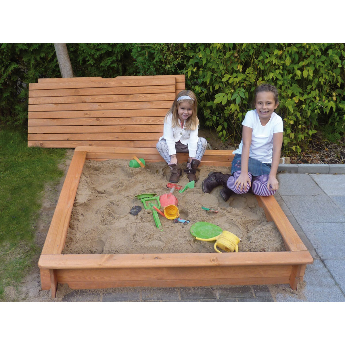 Promadino Sandkasten Tessa 100 x 100 cm mit Vollabdeckung Bild 2