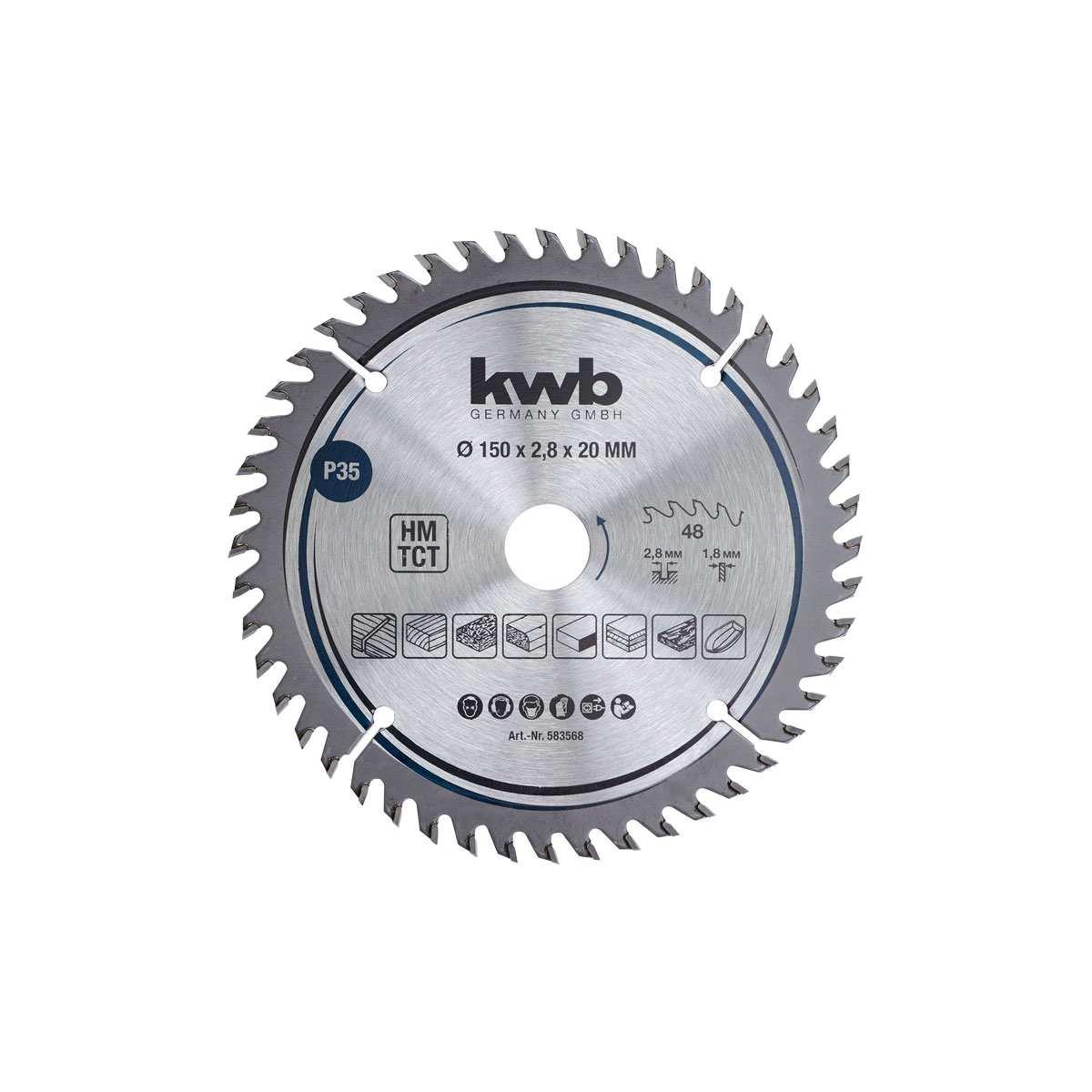 kwb  Präzisions-Kreissägeblätter für Handkreissägen Durchmesser 150x20 mm Bild 1