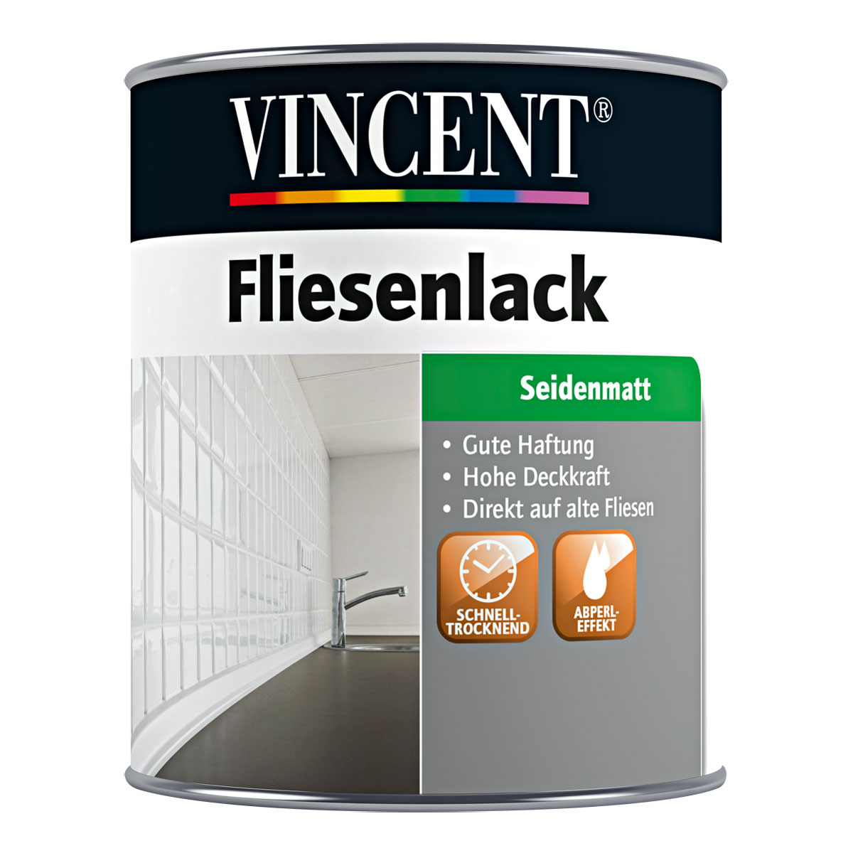 Vincent Fliesenlack weiß seidenmatt 750 ml