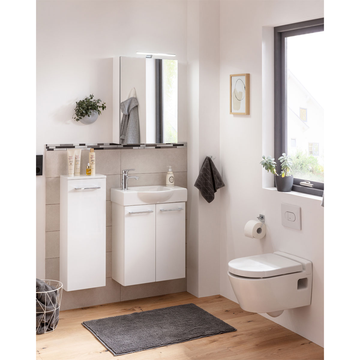 Fackelmann  Gäste-WC Spiegelschrank links SBC 500 x 680 x 153 mm Weiß Bild 4