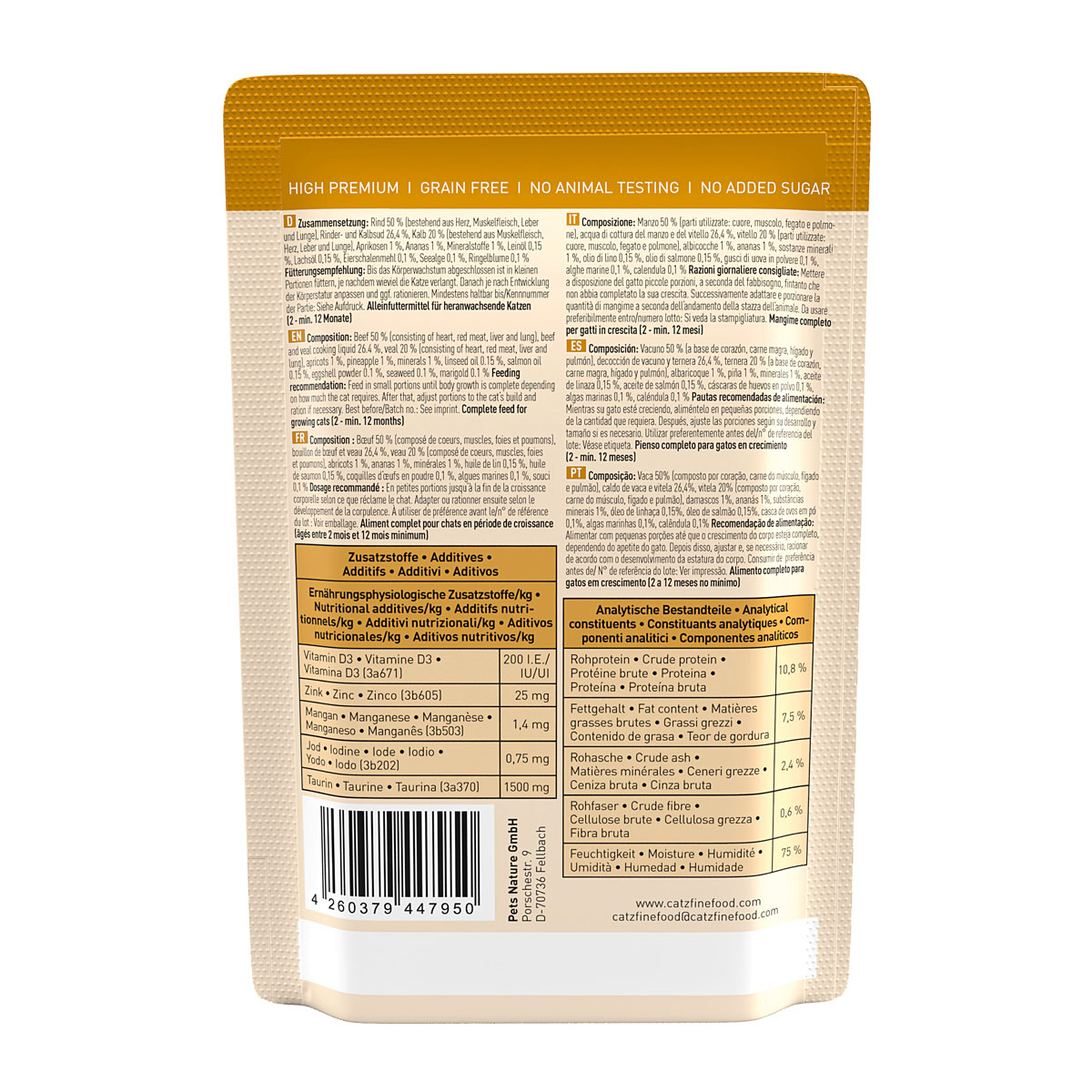Catz finefood Katzenfutter Kitten Rind+Kalb 85g Bild 2