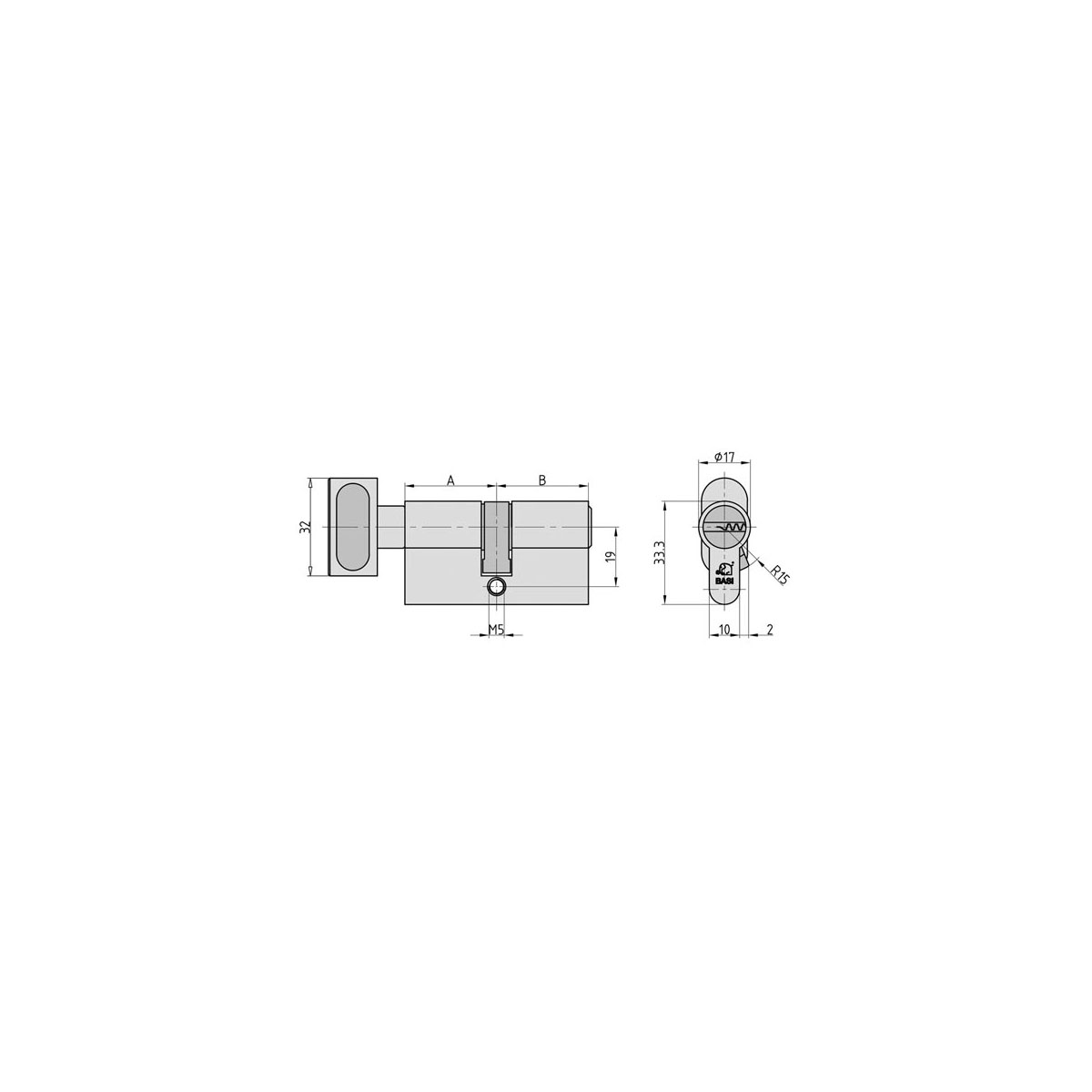 Profil-Knaufzylinder „V55“, K30x30mm, ohne Not- & Gefahrenfunktion, Gleichschließung Nr.21