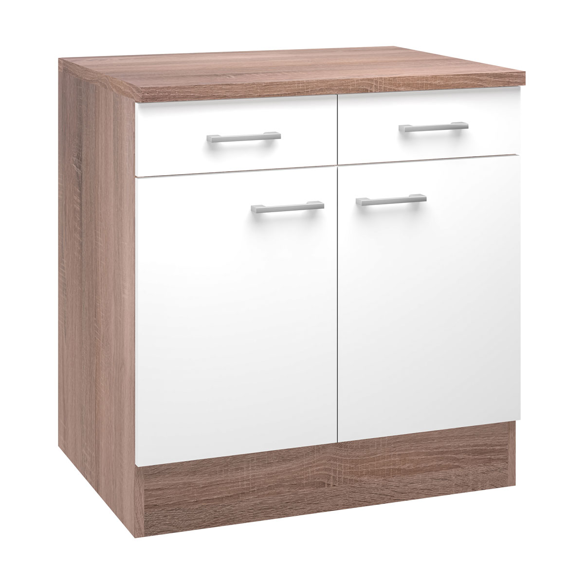 Flex-Well Küchenunterschrank „Samoa“, 80x85x60 cm, weiß/Sonoma Eiche