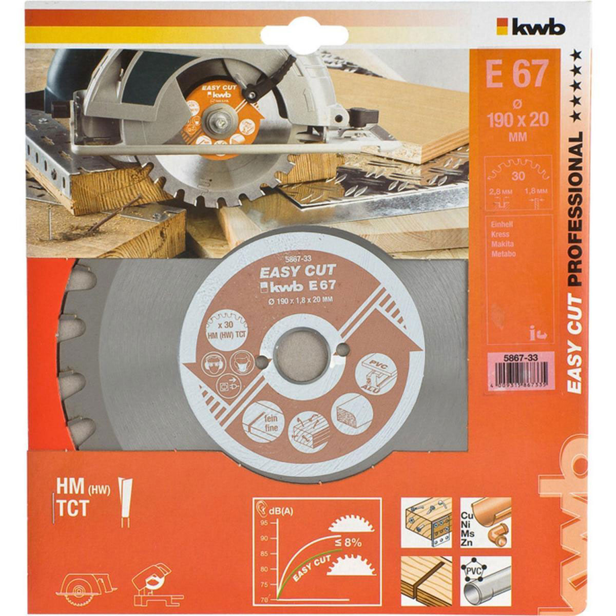 kwb  Kreissägeblätter Easy Cut für Handkreissägen Durchmesser 190x20 mm Bild 2