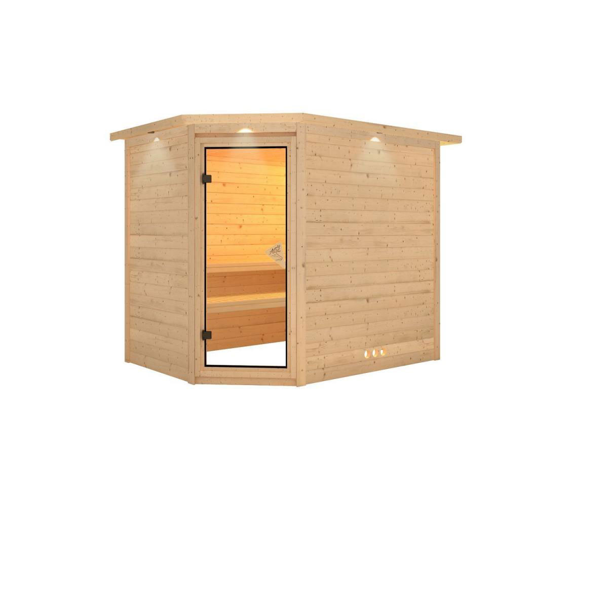Karibu Massivholzsauna Tanami 40 mm ohne Ofen mit Kranz Bild 2