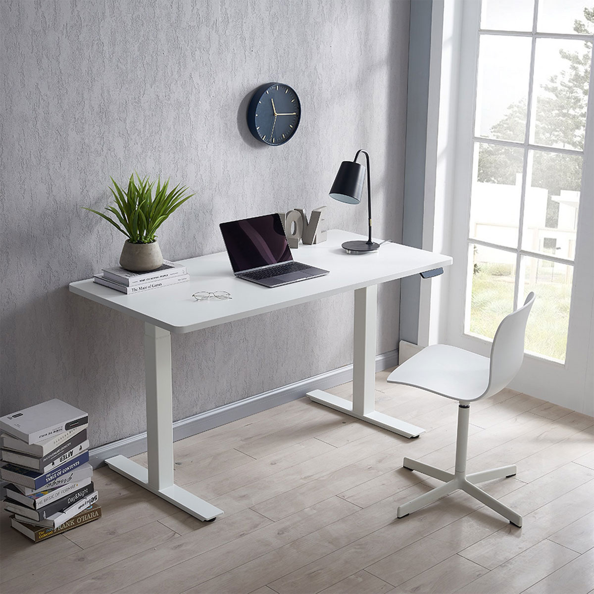Elektrisch höhenverstellbarer Schreibtisch 160x80 cm, weiß, 68,5-116,5 cm Höhe