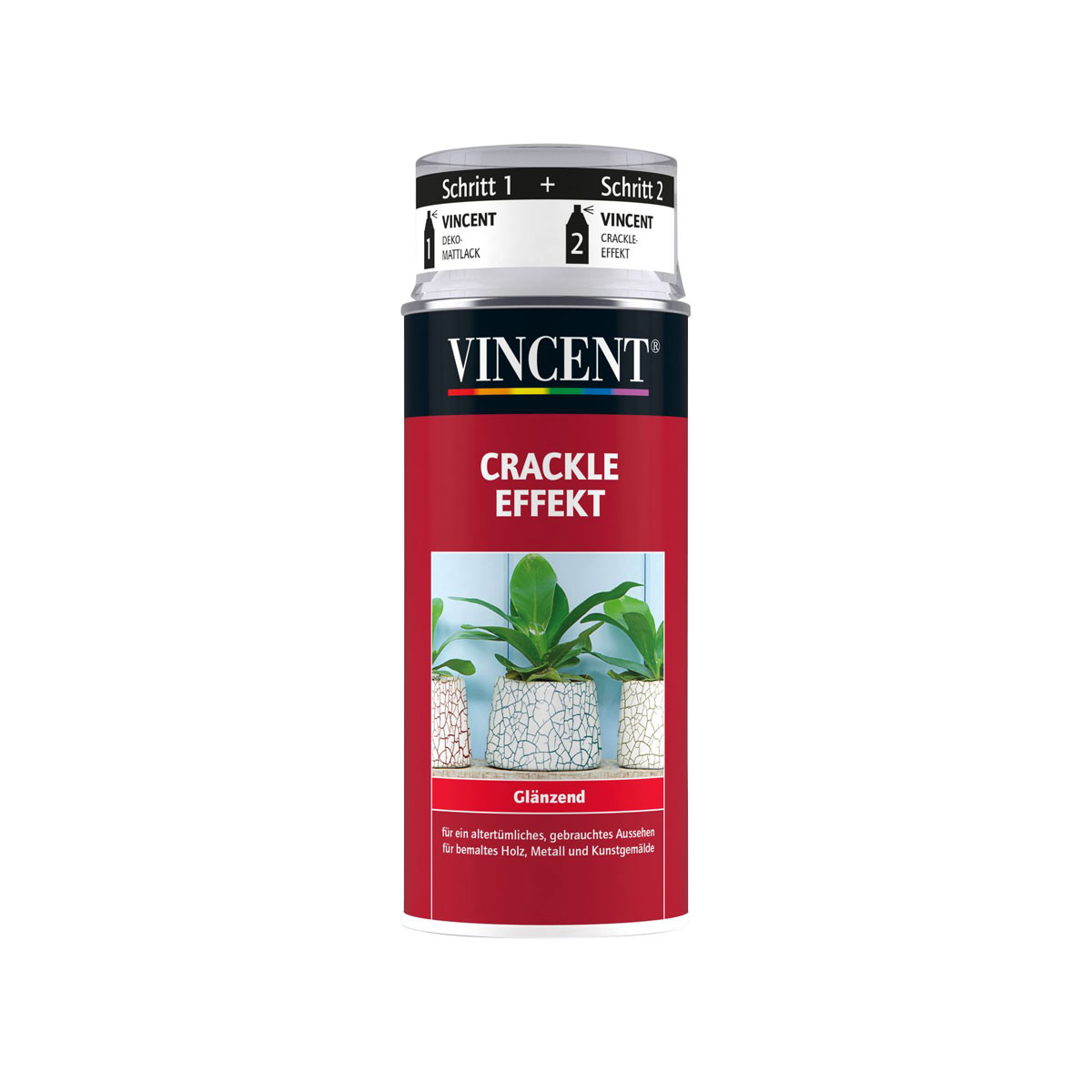 Vincent Crackle Effekt Sprühlack weiß glänzend 0,4 L