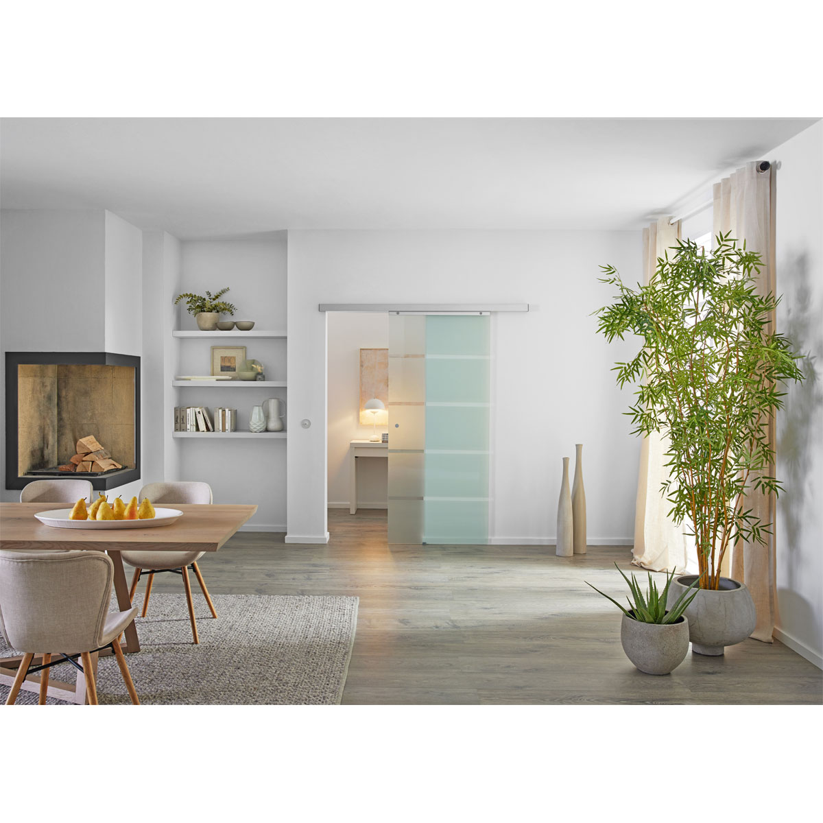 Durabil Glasschiebetür-Set „Edelstahl Open“, 90x208 cm Bild 4