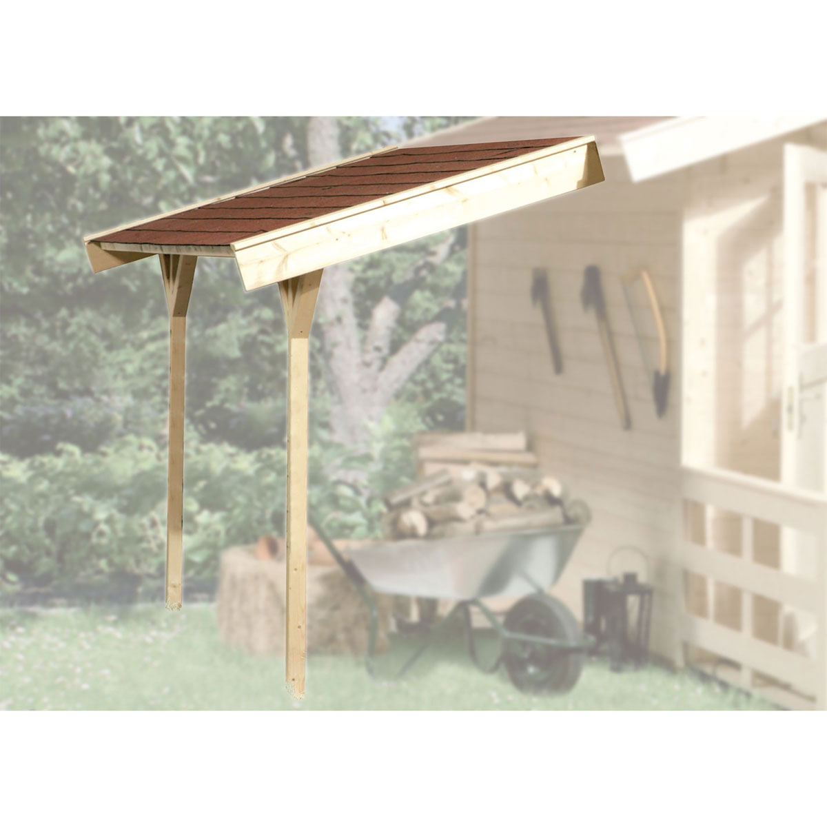 Schleppdach für Gartenhaus „Haustiefe 300 cm“, natur