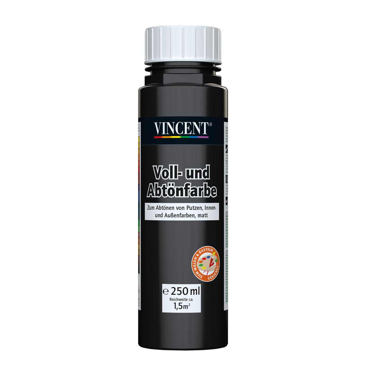 Vincent Voll- und Abtönfarbe schwarz 0,25 L