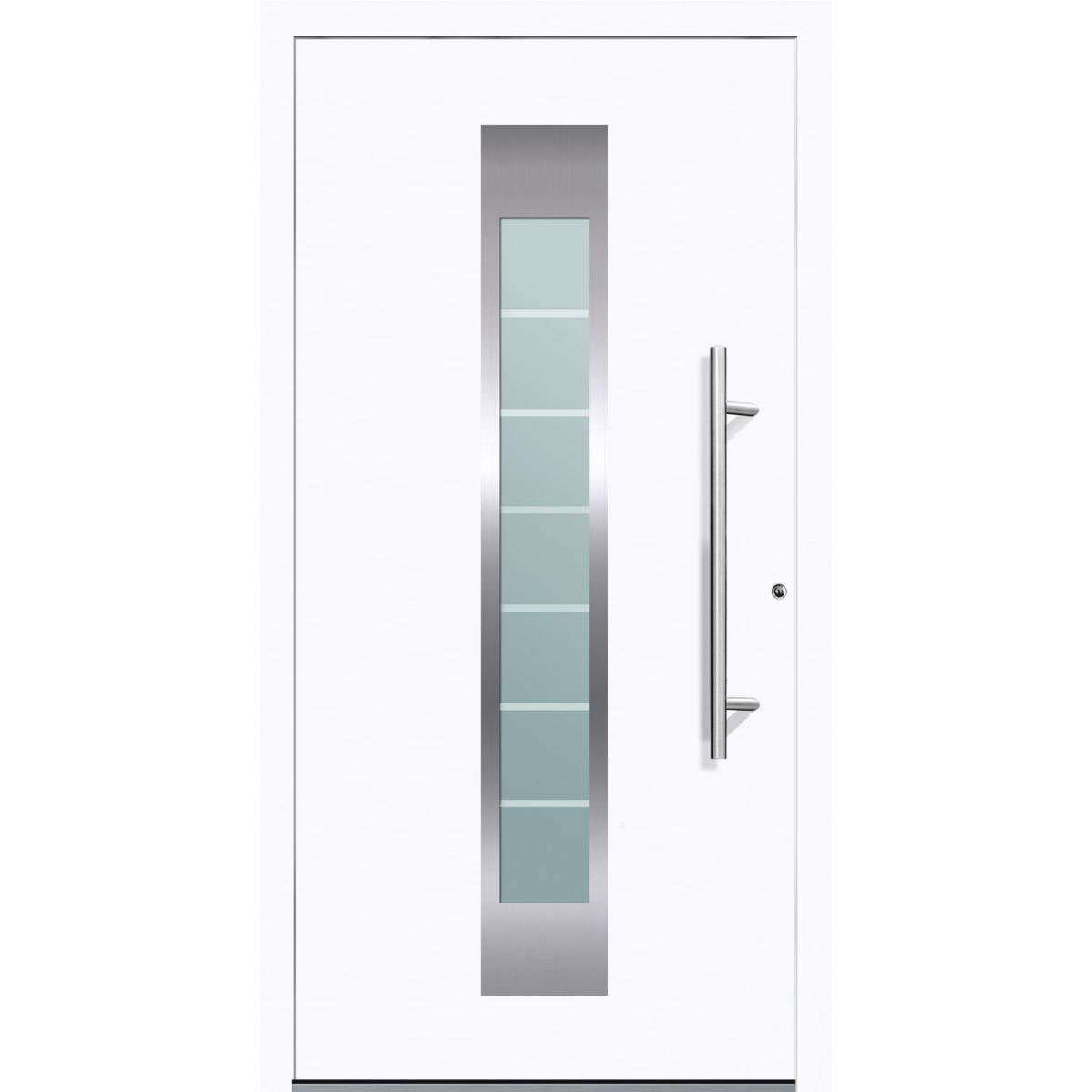 Aluminium Sicherheits-Haustür „Florenz Exklusiv“, 75mm, weiß, 110x210 cm, Anschlag rechts, inkl. Griffset