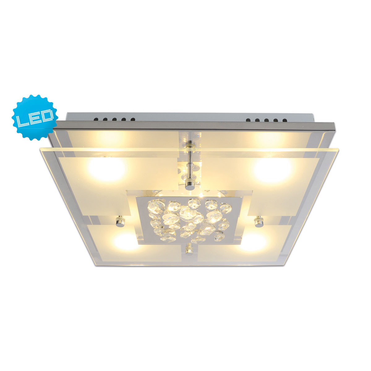 Naeve LED DL Chur Metall/Glas chromeLxBxH: 30x30x7,5cm Bild 2