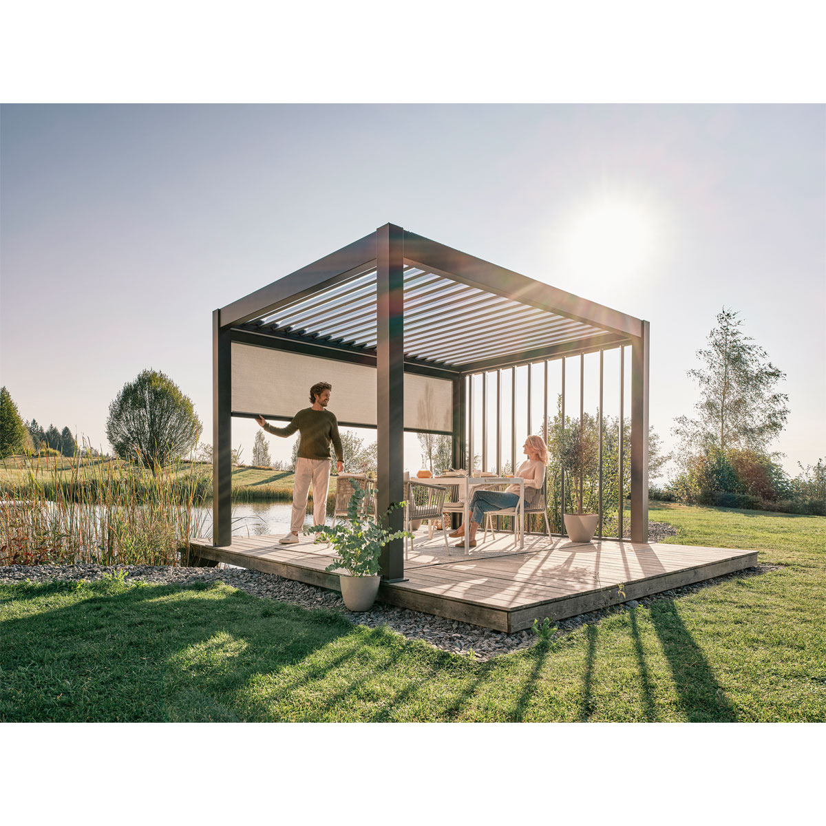 Biohort Sonnenschutzrollo Gr. 3 m dunkelgrau-metallic Bild 3