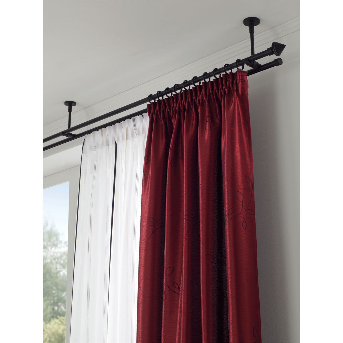 Gardinia Gardinenstange Memphis mit Innenlauf schwarz Durchmesser 1,6 x 120 cm Bild 3