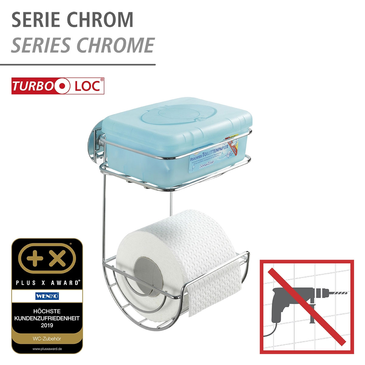 Wenko Turbo-Loc Toilettenpapierhalter mit 599952 | Ablage