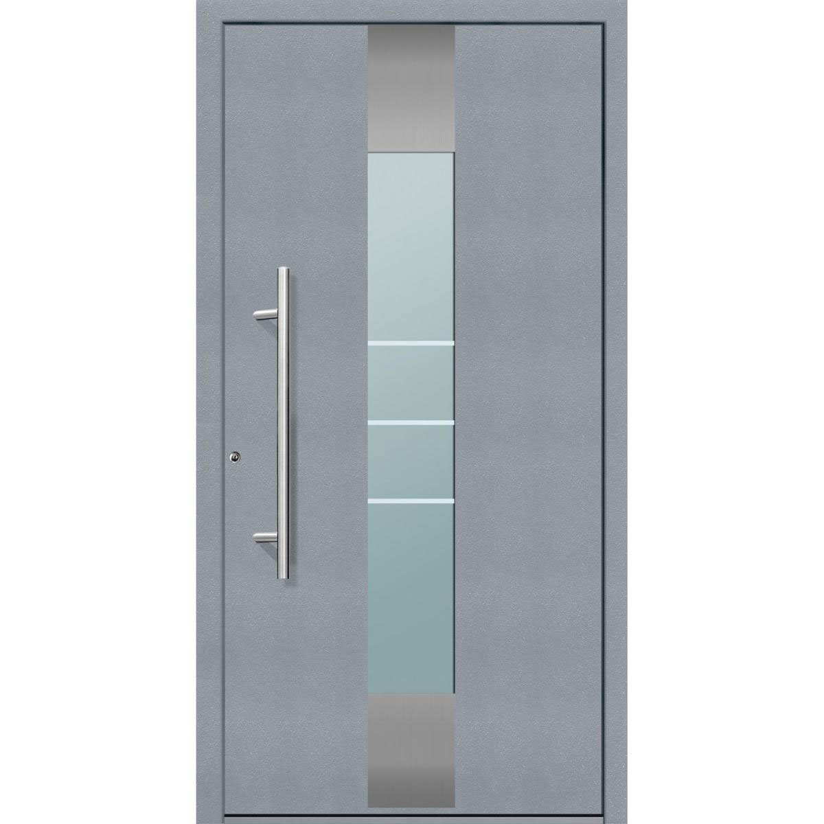 Aluminium-Sicherheitshaustür „Rom Exklusiv“, 75 mm, grau, 100x210 cm, Anschlag links, inkl. Griffset