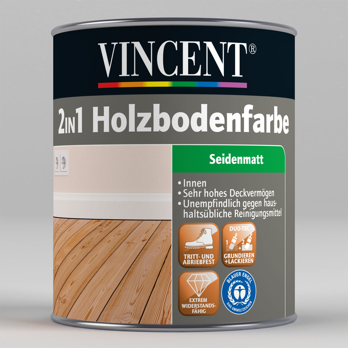 2in1 Holzbodenfarbe „RAL7001 silbergrau“, 750 ml