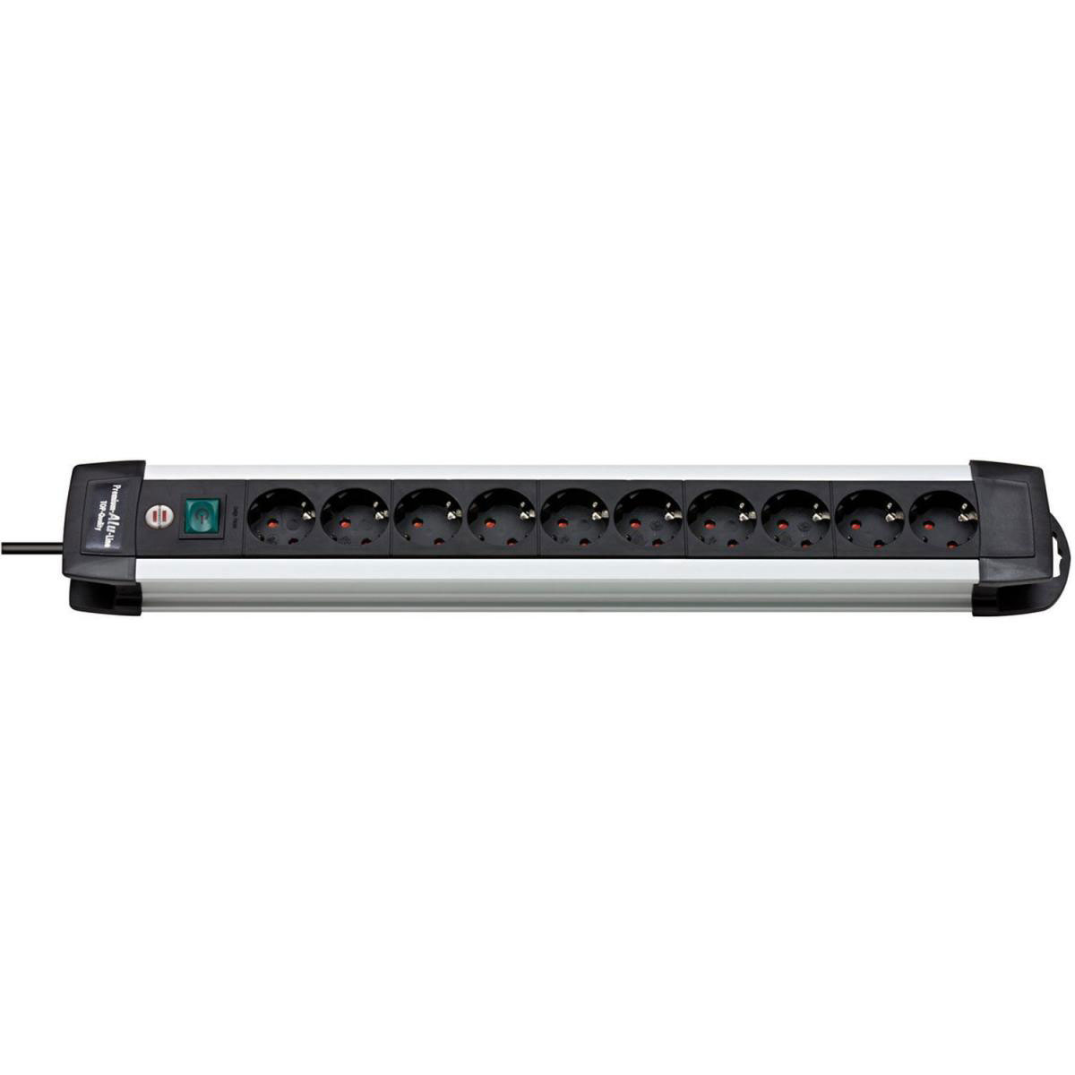 Steckdosenleiste „Premium-Alu-Line“, mit Schalter, 10-fach, schwarz