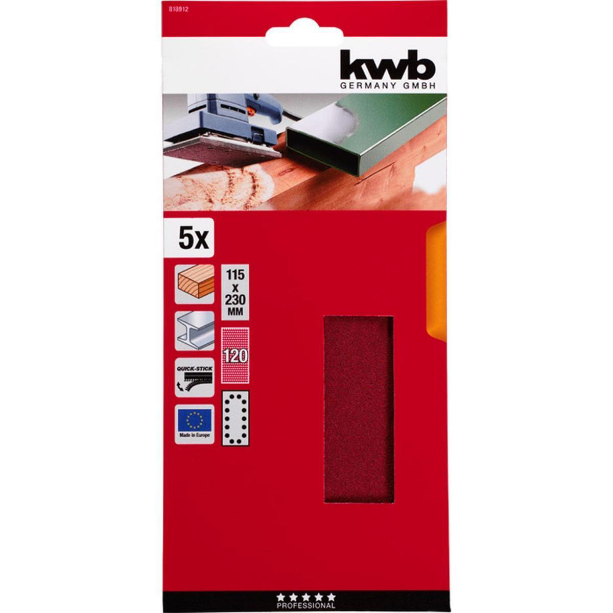 kwb  Schleifstreifen Quick-Stick Holz und Metall 115 x 230 mm K120 Bild 2