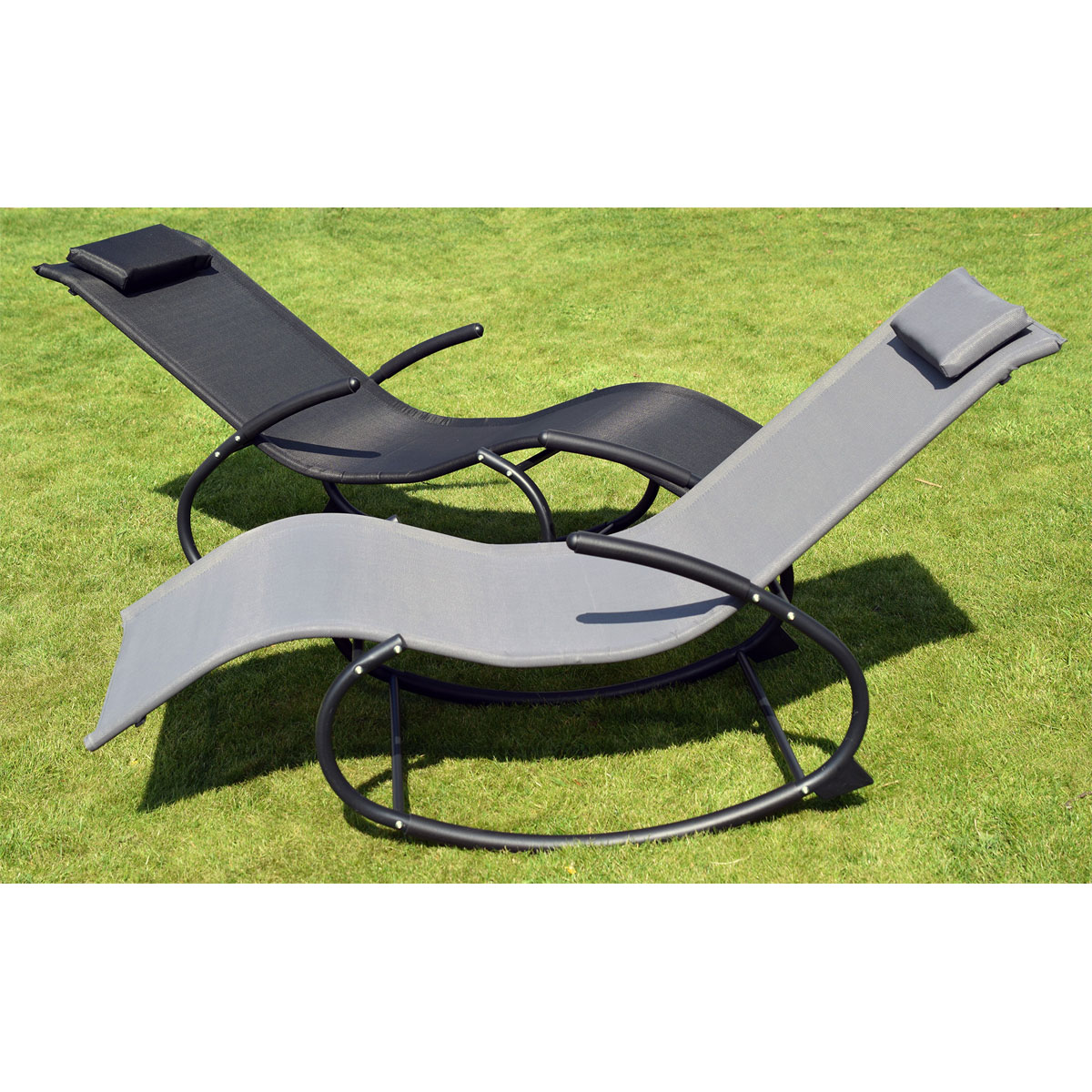 Chillroi  Schaukelgartenstuhl grau Gartenliege Liegestuhl Sonnenliege  Bild 9