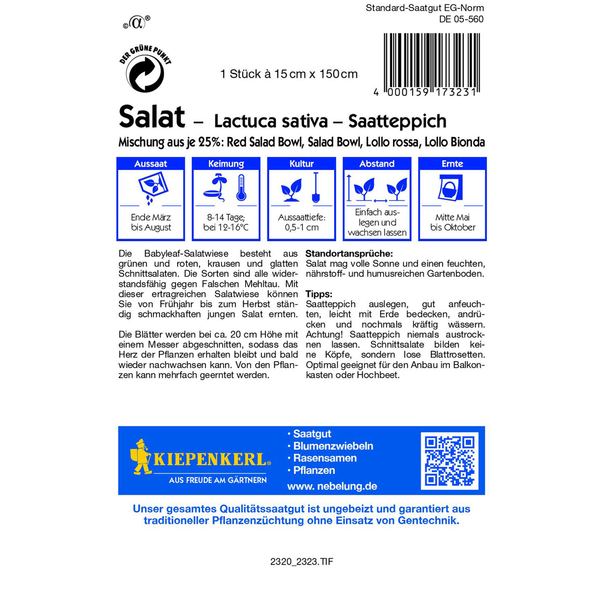 Kiepenkerl Salat Fitness Mix Saatteppich Bild 3