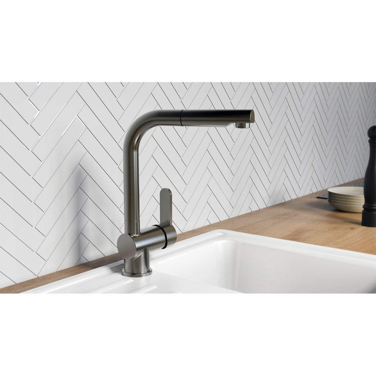 Schütte Spültischarmatur London graphite mit herausziehbarem Auslauf Bild 12