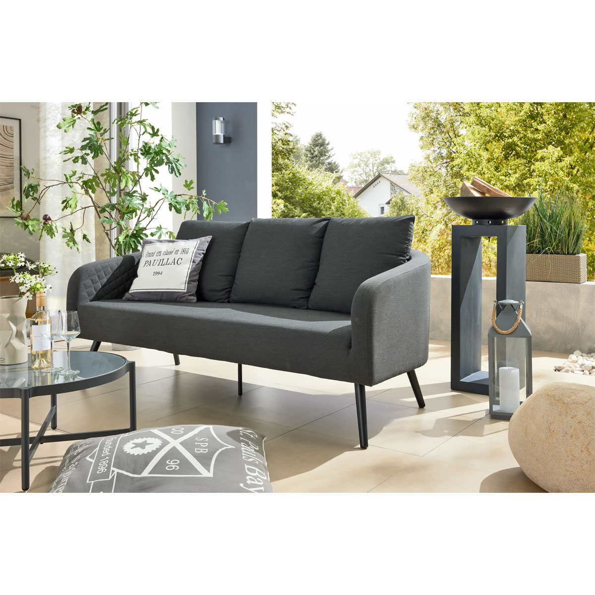 Haveson Outdoorsofa Novara wetterfester LIKA-TEX Bezugsstoff anthrazit Aluminiumgestell Bild 4