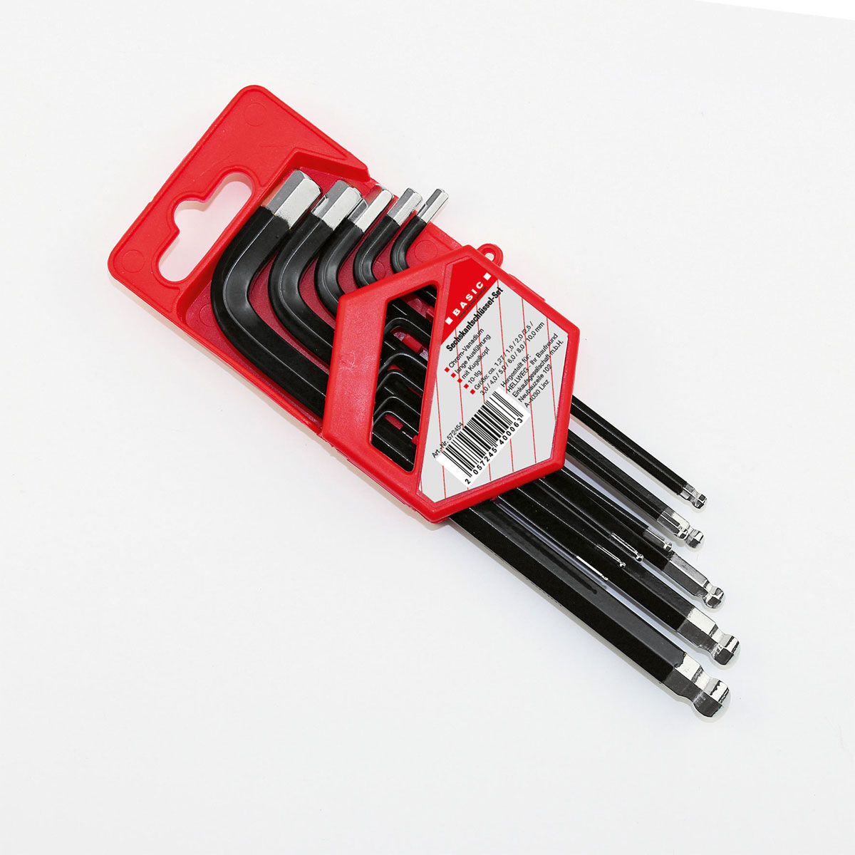 Basic Sechskantschlüssel-Set langarm Kugelkopf 10-teilig Bild 2