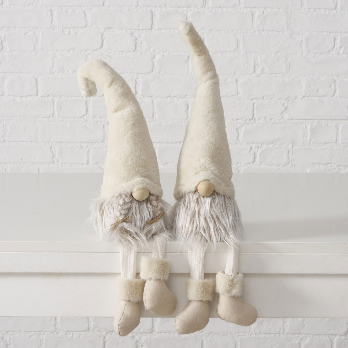 Kantenhocker Tanyo Wichtel 14 x 13 x 58 cm beige Stein Textil