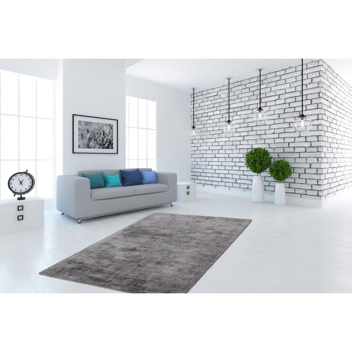 Kurzflorteppich „Luxury 110“ Grau/Anthrazit, 80x150cm Bild 2