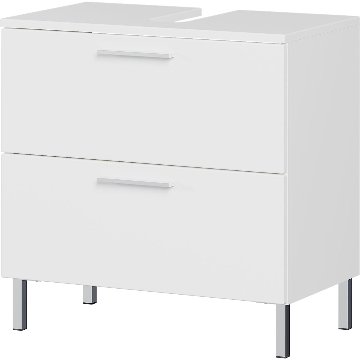 Badmöbel-Set 2, weiß, 4-tlg., inkl. Waschbeckenunterschrank, Spiegel, Hängeschrank und Unterschrank, Supermatt