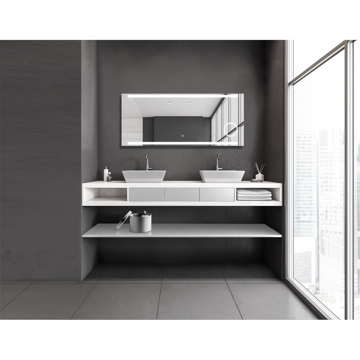 DSK  Design LED Lichtspiegel Silver Rey 140 x 60 cm Bild 4